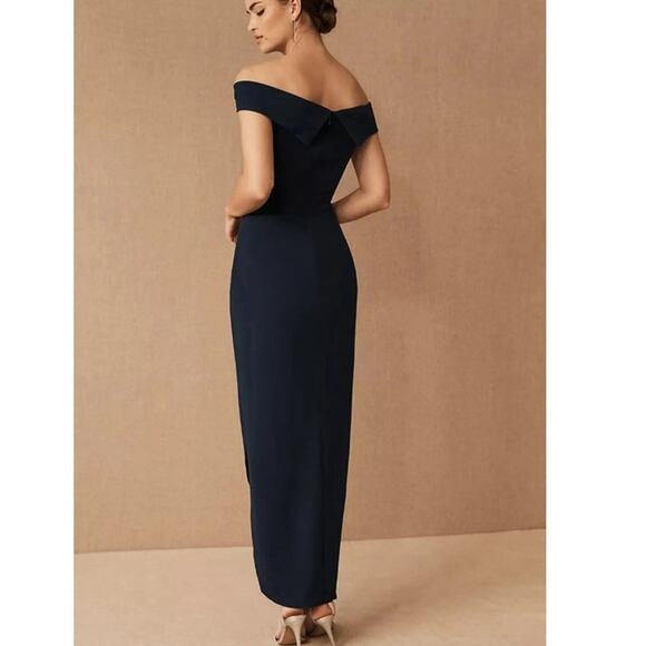 BHLDN Anthropologie Thompson Black Off Shoulder Crepe Dress Plus Size 14 - Picture 3 of 12